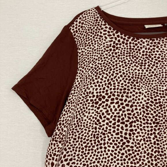 LOGO Lori Goldstein Brown Cream Animal Print Pocket Stretch Casual Top XL - Picture 6 of 10